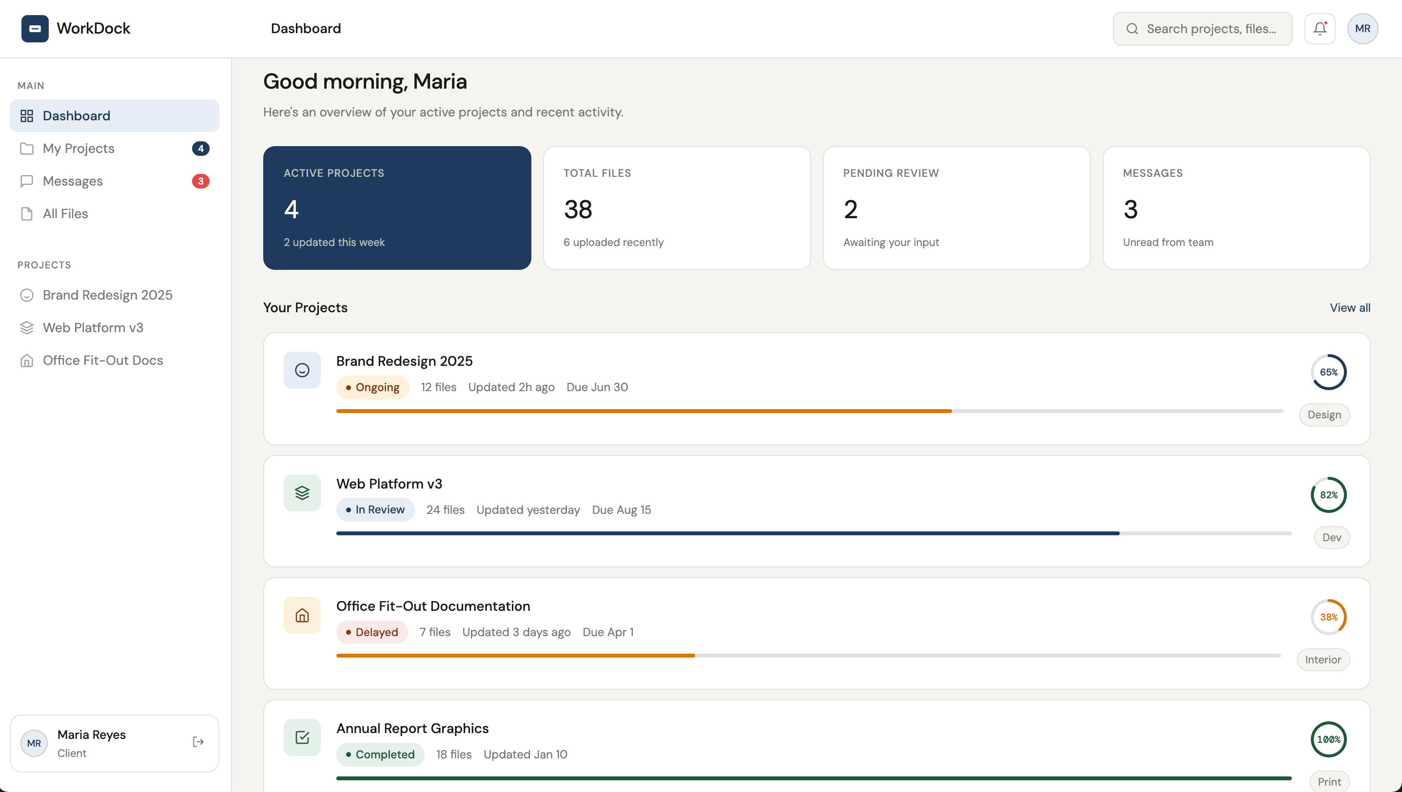 Project file portal screenshot